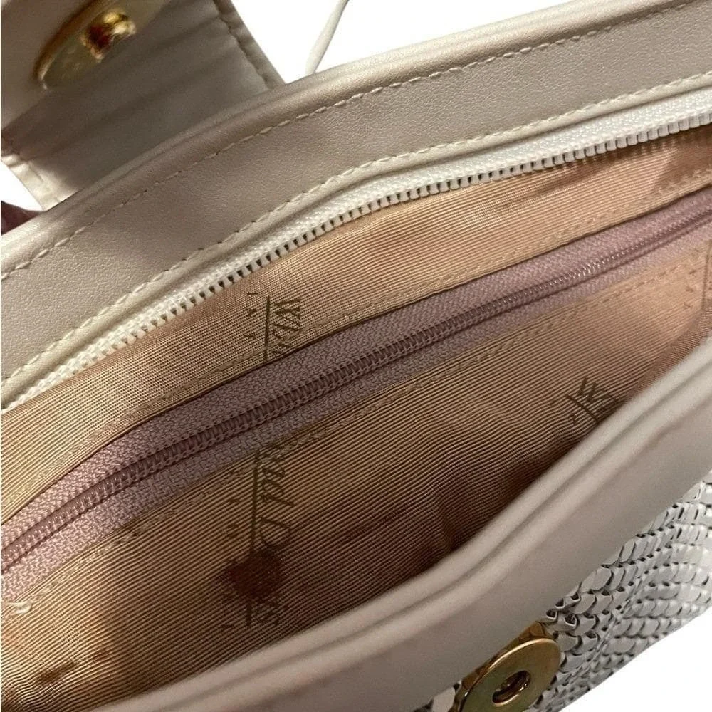 Whiting and Davis‎ Vintage Cream Metal Mesh Shoulder Bag Evening Purse Ivory
